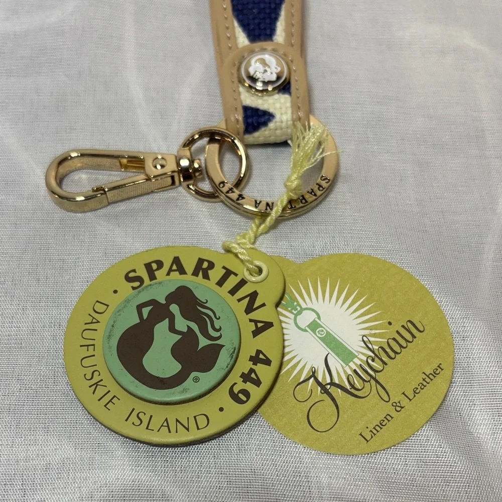 Spartina 449 Navy and Beige Keychain - Picture 2 of 4